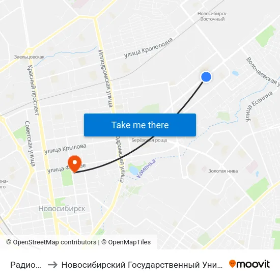 Радиоколледж to Новосибирский Государственный Университет Экономики И Управления map