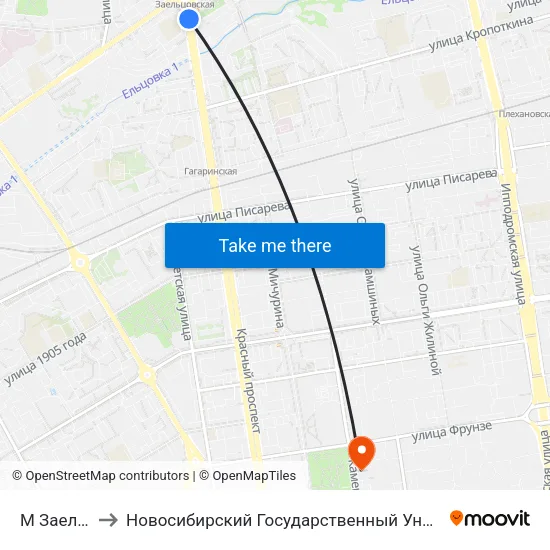 М Заельцовская to Новосибирский Государственный Университет Экономики И Управления map
