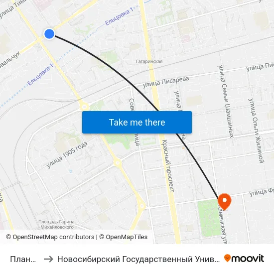 Плановая Ул. to Новосибирский Государственный Университет Экономики И Управления map