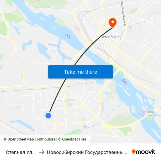 Степная Ул. (Пермская Ул.) to Новосибирский Государственный Университет Экономики И Управления map