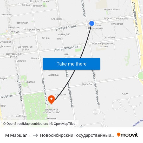 М Маршала Покрышкина to Новосибирский Государственный Университет Экономики И Управления map