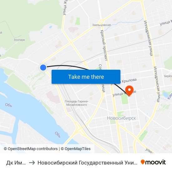 Дк Им. Кирова to Новосибирский Государственный Университет Экономики И Управления map