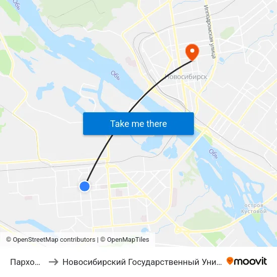 Пархоменко Ул. to Новосибирский Государственный Университет Экономики И Управления map