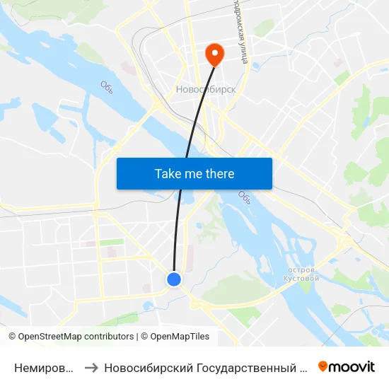 Немировича-Данченко to Новосибирский Государственный Университет Экономики И Управления map