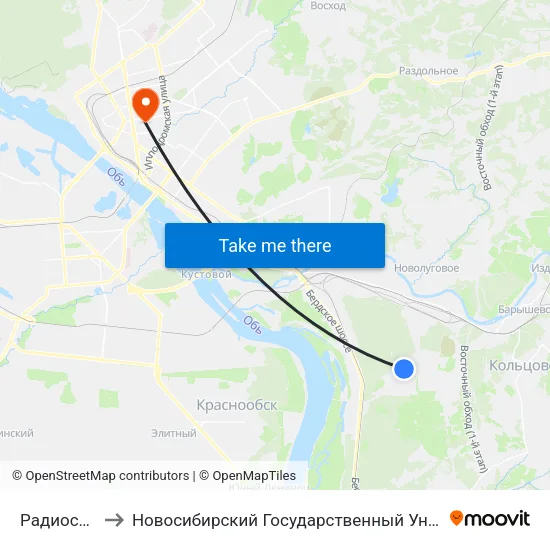 Радиостанция №2 to Новосибирский Государственный Университет Экономики И Управления map