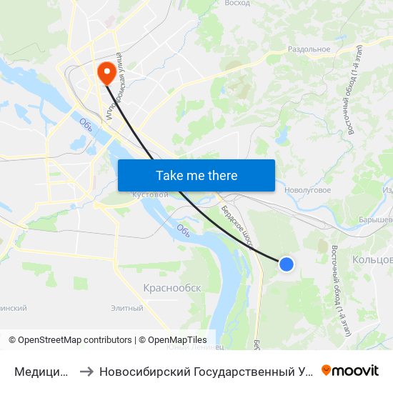 Медицинский Центр to Новосибирский Государственный Университет Экономики И Управления map