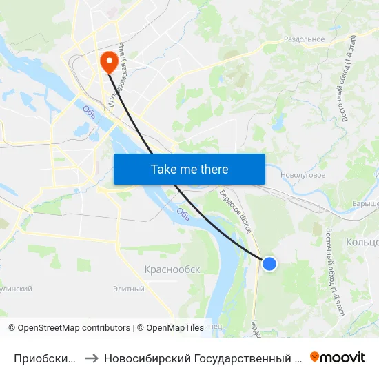 Приобские Электросети to Новосибирский Государственный Университет Экономики И Управления map