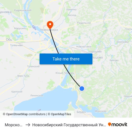 Морской Проспект to Новосибирский Государственный Университет Экономики И Управления map