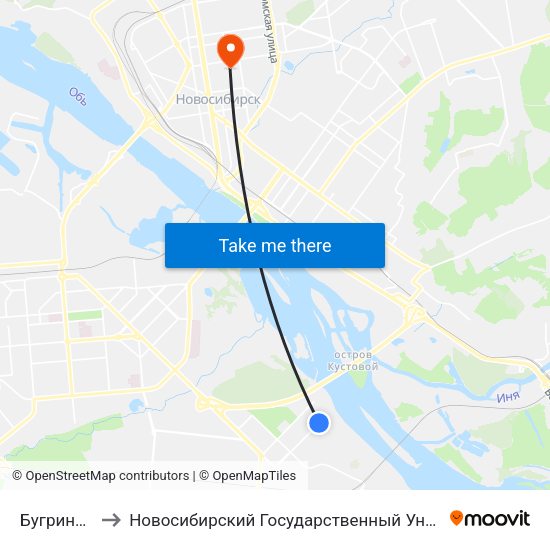 Бугринская Роща to Новосибирский Государственный Университет Экономики И Управления map