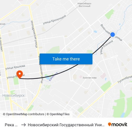 Река Каменка to Новосибирский Государственный Университет Экономики И Управления map