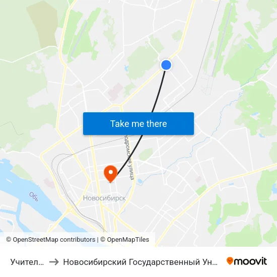 Учительская Ул. to Новосибирский Государственный Университет Экономики И Управления map