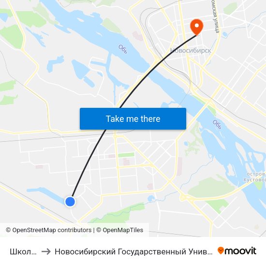 Школа №174 to Новосибирский Государственный Университет Экономики И Управления map