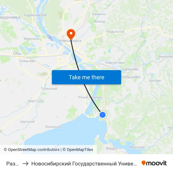 Развилка to Новосибирский Государственный Университет Экономики И Управления map
