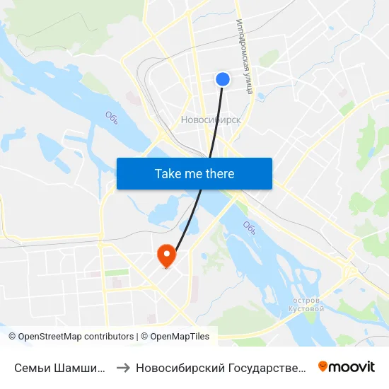 Семьи Шамшиных Ул. (Крылова) to Новосибирский Государственный Технический Университет map