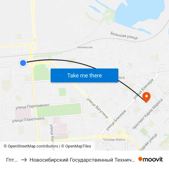 Гпту-50 to Новосибирский Государственный Технический Университет map