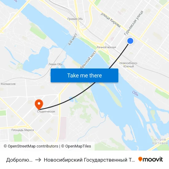 Добролюбова Ул. to Новосибирский Государственный Технический Университет map