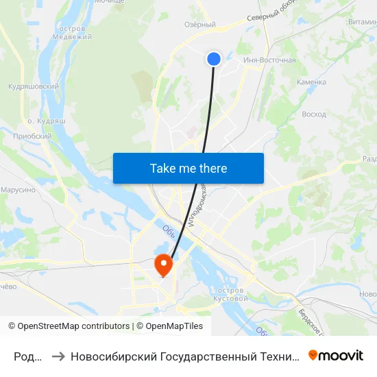 Родники to Новосибирский Государственный Технический Университет map