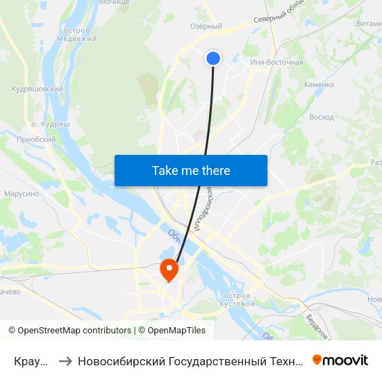 Краузе Ул. to Новосибирский Государственный Технический Университет map