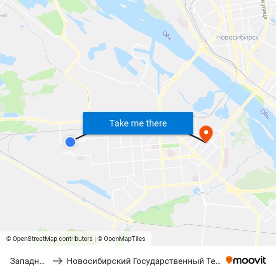 Западный Ж/М to Новосибирский Государственный Технический Университет map