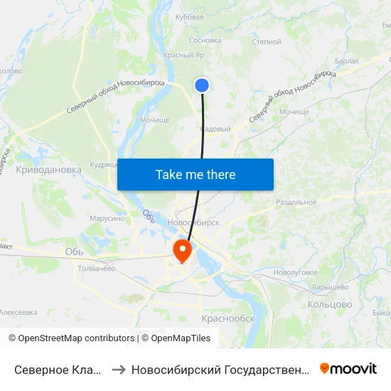 Северное Кладбище( Пашино) to Новосибирский Государственный Технический Университет map
