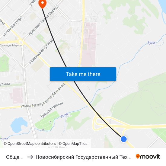 Общежитие to Новосибирский Государственный Технический Университет map