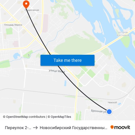 Переулок 2-Й Бронный to Новосибирский Государственный Технический Университет map