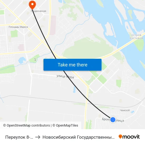 Переулок 8-Й Бронный to Новосибирский Государственный Технический Университет map