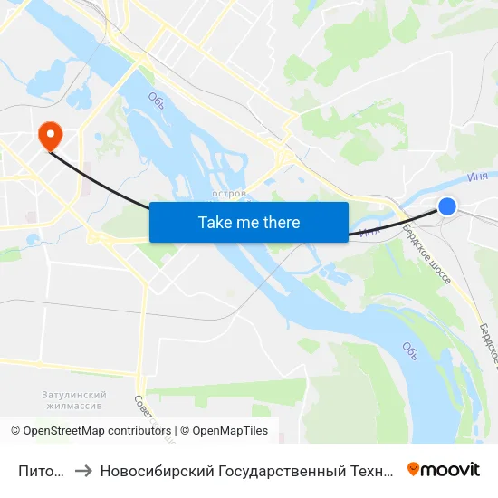 Питомник to Новосибирский Государственный Технический Университет map