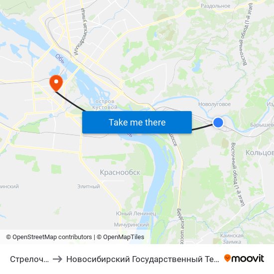 Стрелочная Ул. to Новосибирский Государственный Технический Университет map