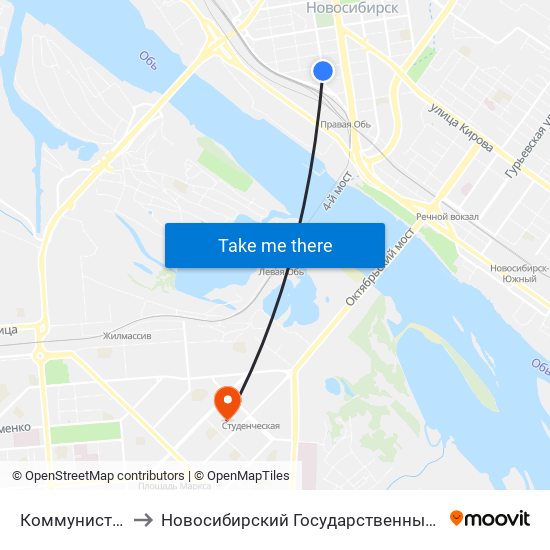 Коммунистическая Ул. to Новосибирский Государственный Технический Университет map