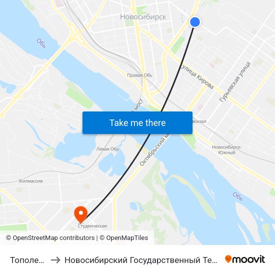 Тополевая Ул. to Новосибирский Государственный Технический Университет map