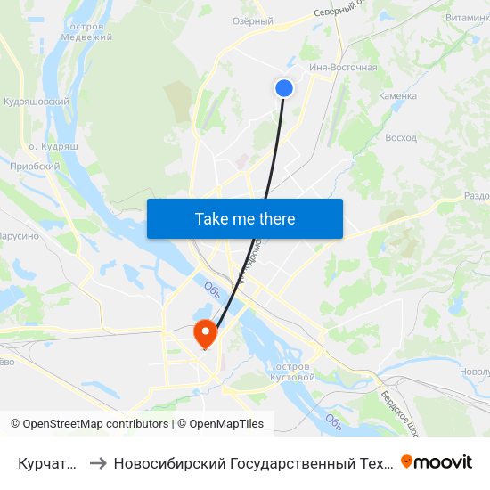 Курчатова Ул. to Новосибирский Государственный Технический Университет map