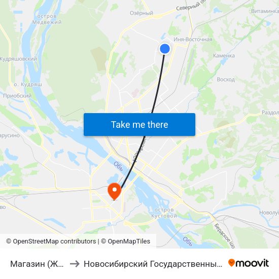 Магазин (Ж/М Снегири) to Новосибирский Государственный Технический Университет map