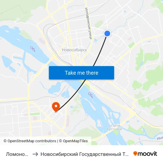 Ломоносова Ул. to Новосибирский Государственный Технический Университет map