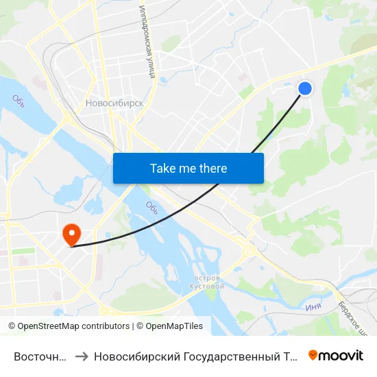 Восточный Ж/М to Новосибирский Государственный Технический Университет map