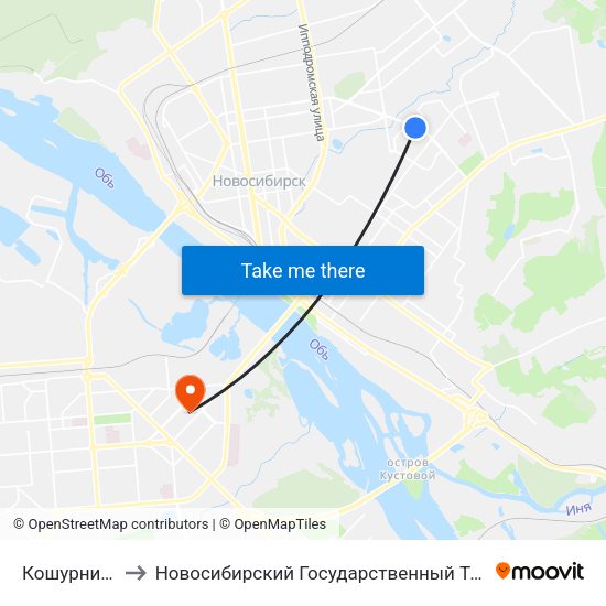 Кошурникова Ул. to Новосибирский Государственный Технический Университет map