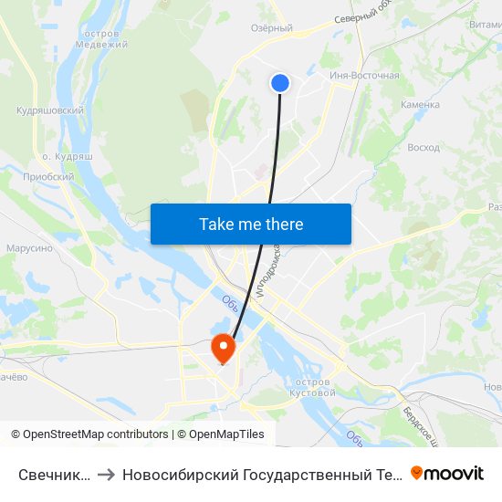 Свечникова Ул. to Новосибирский Государственный Технический Университет map