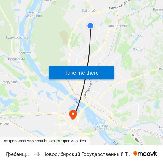 Гребенщикова Ул. to Новосибирский Государственный Технический Университет map