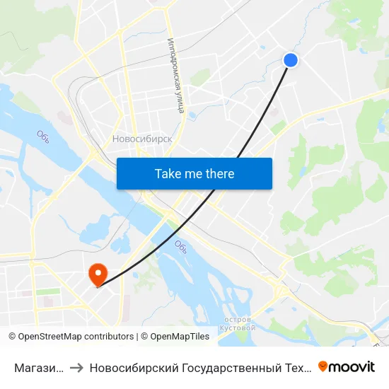 Магазин №27 to Новосибирский Государственный Технический Университет map