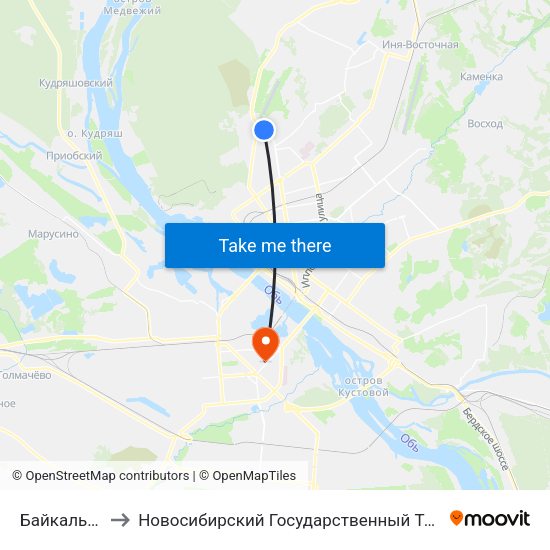 Байкальская Ул. to Новосибирский Государственный Технический Университет map