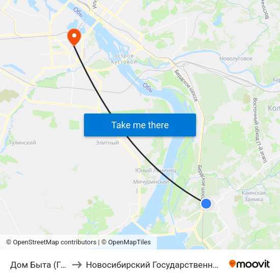 Дом Быта (Героев Труда) to Новосибирский Государственный Технический Университет map
