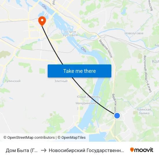 Дом Быта (Героев Труда) to Новосибирский Государственный Технический Университет map