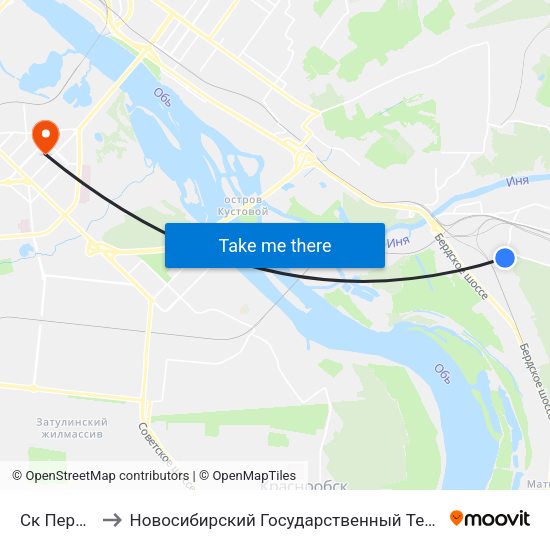Ск Первомаец to Новосибирский Государственный Технический Университет map