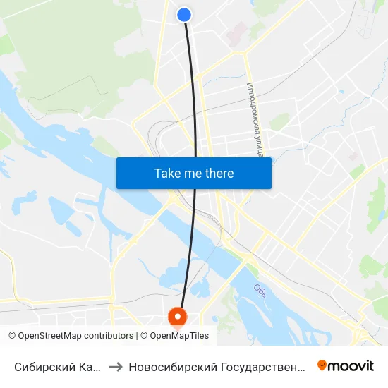 Сибирский Кадетский Корпус to Новосибирский Государственный Технический Университет map