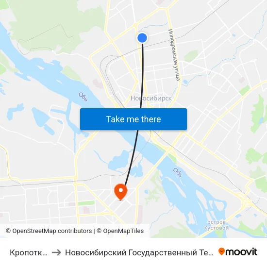 Кропоткина Ул. to Новосибирский Государственный Технический Университет map