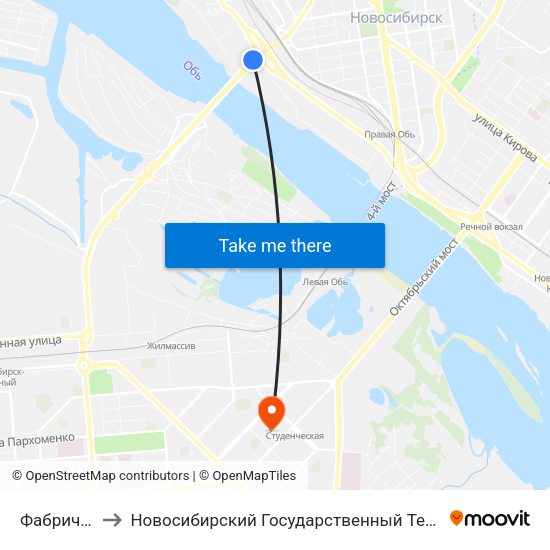 Фабричная Ул. to Новосибирский Государственный Технический Университет map