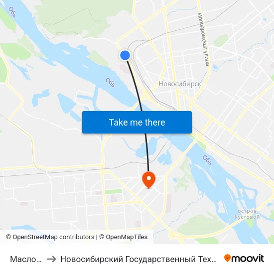 Маслозавод to Новосибирский Государственный Технический Университет map