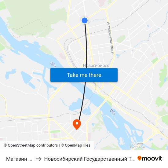 Магазин Чемпион to Новосибирский Государственный Технический Университет map