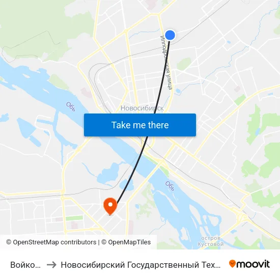 Войкова Ул. to Новосибирский Государственный Технический Университет map