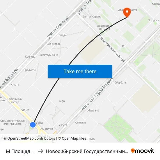 М Площадь К.Маркса to Новосибирский Государственный Технический Университет map